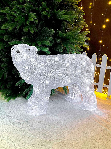 													Светодиодная фигура Медведь белый 45х60 см акрил Р-475 фото 2